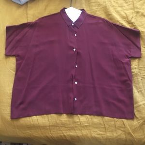 Burgundy Square Silk Everlane Shirt